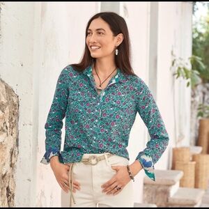Sundance Teal and Pink Floral Button-Down Shirt